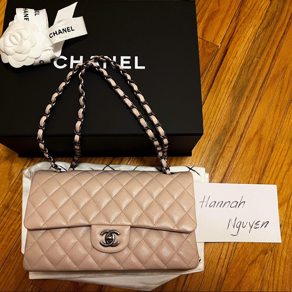 Light pink medium flap Chanel bag 2015-2016